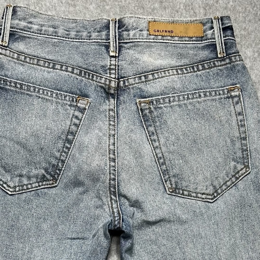 GRLFRND Helena High Rise Jeans Womens 24 Blue Distressed Raw Hem‎ Cotton Denim